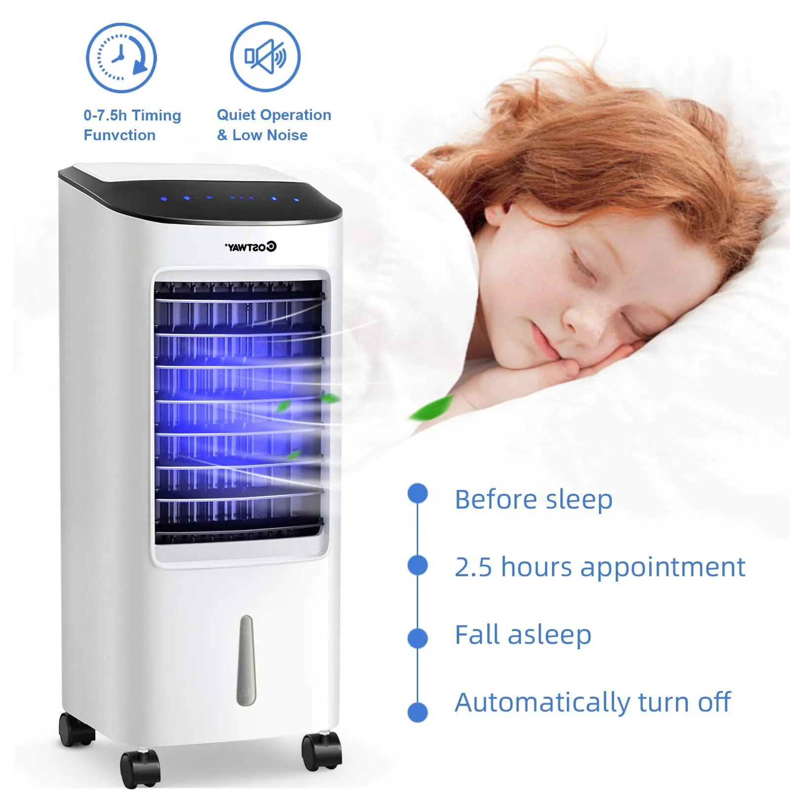 Evaporative Cooler, Portable Air Cooler with LED Display, Remote Control