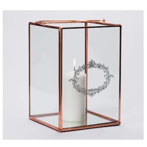 Geometric Lantern 4.5''D X 7.5''H (rose gold)