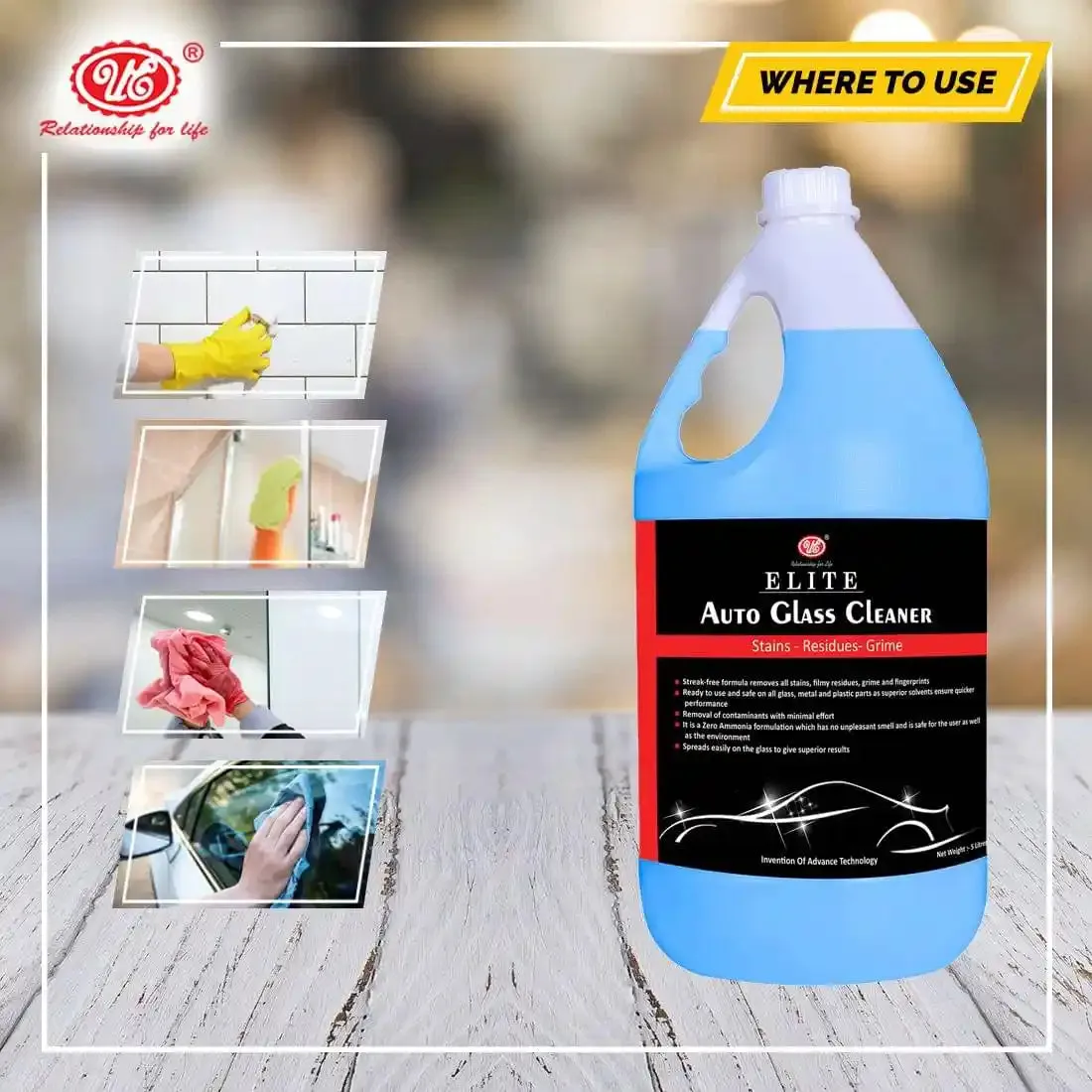 Glass Cleaner Liquid Spray - Removes Stains, Grime & Fingerprints Useful For Vehicles, Home & Offices