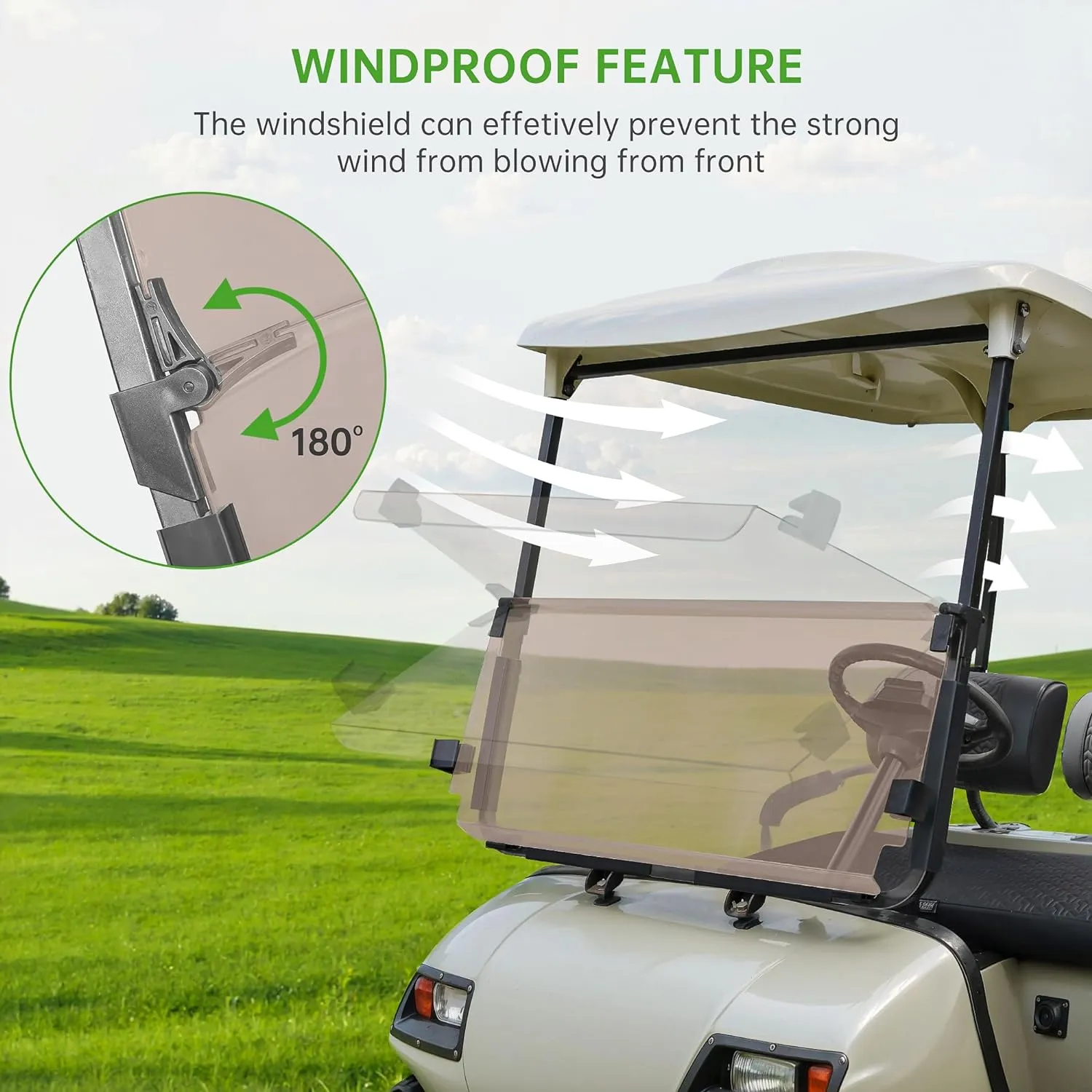 Golf Cart folding windshield for Yamaha G14 G16 G19 G&E 1995-2003 - 10L0L