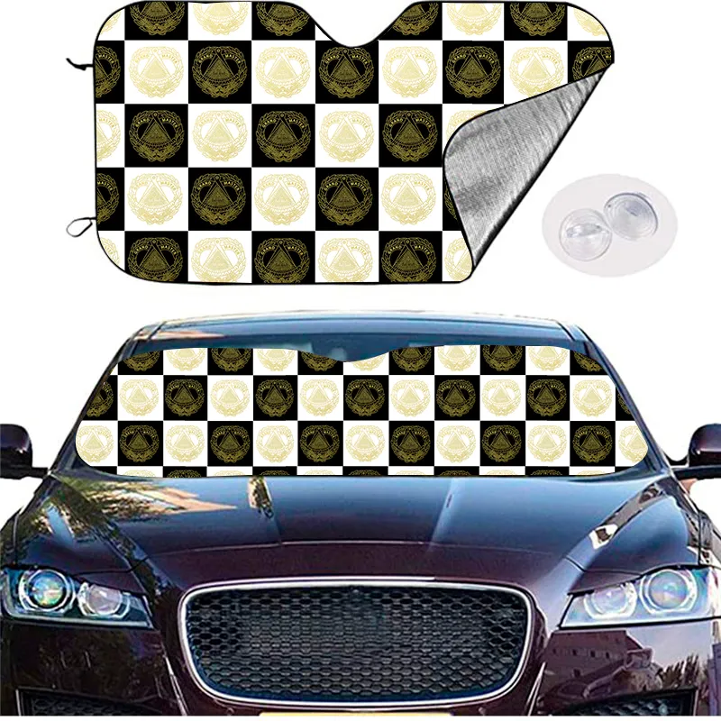 Grand Master Blue Lodge Windshield Cover - (Gold/White)