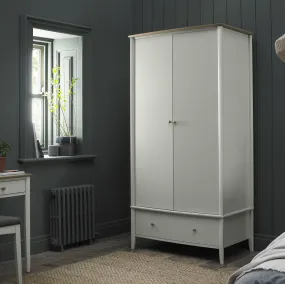 Grey Double Wardrobe with Drawer