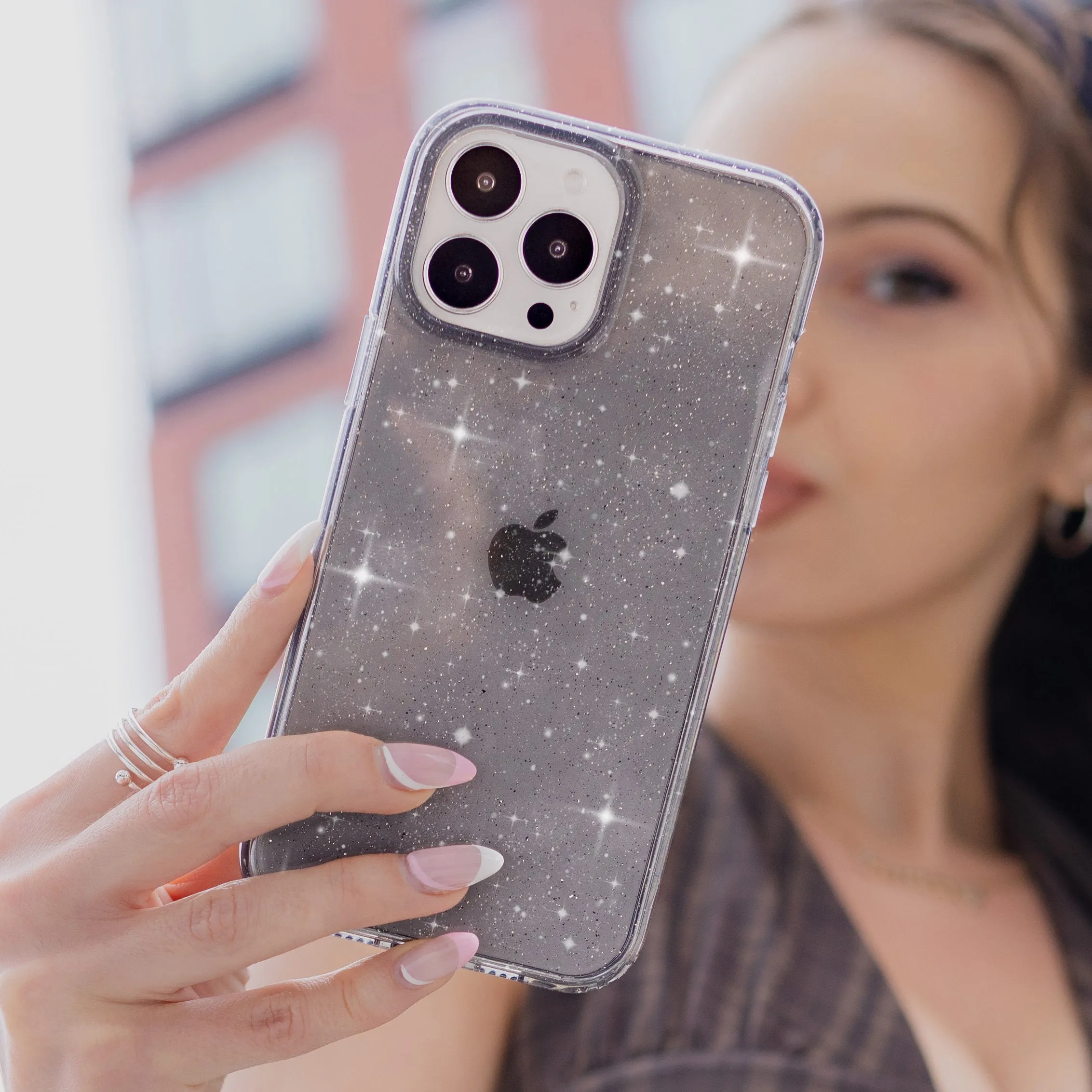 Grey Stardust Glitter iPhone Case