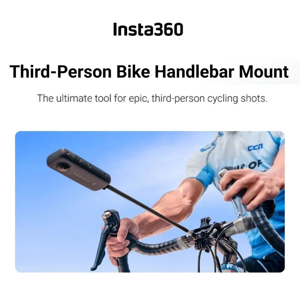 Insta360 Third-Person Bike Handlebar Mount Set for Action Camera with 25cm Carbon Fiber Extension Pole and Clamp Bracket for Bicycle Handle Bar (Road Cycling Only) CINSTAVG