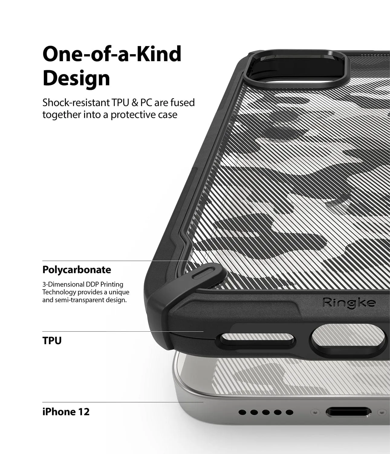 iPhone 12 / 12 Pro Fusion-X Camo Black Case by Ringke