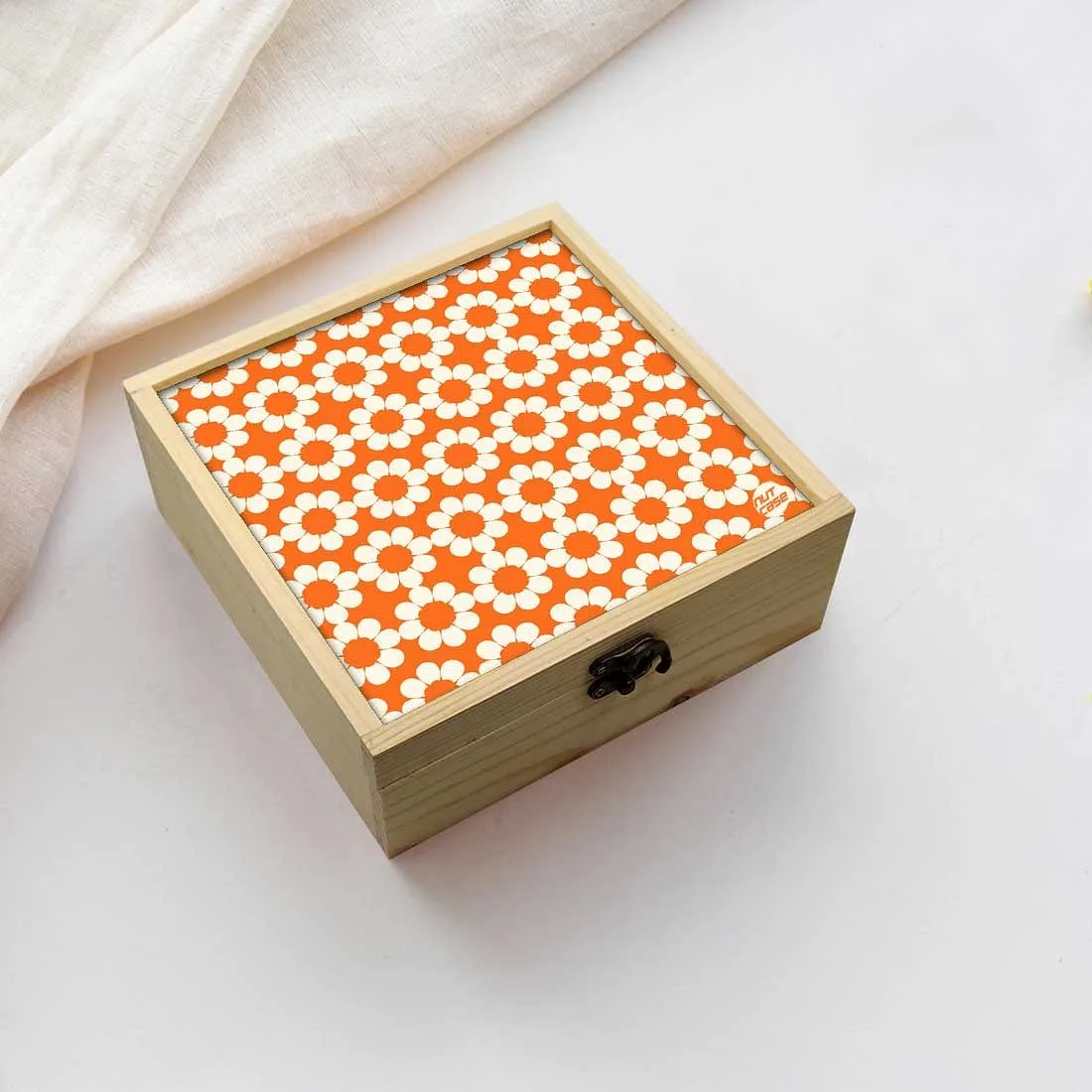 Jewellery Box Makepup Organizer -  Orange Flowers Design