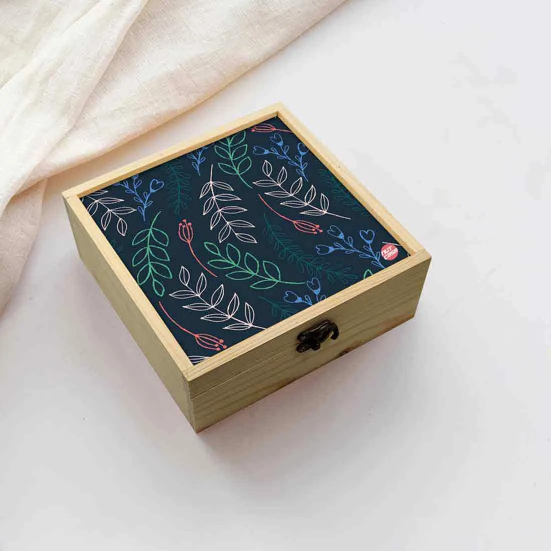 Jewellery Box Wooden Jewelry Organizer -  Cute Twigs Blue