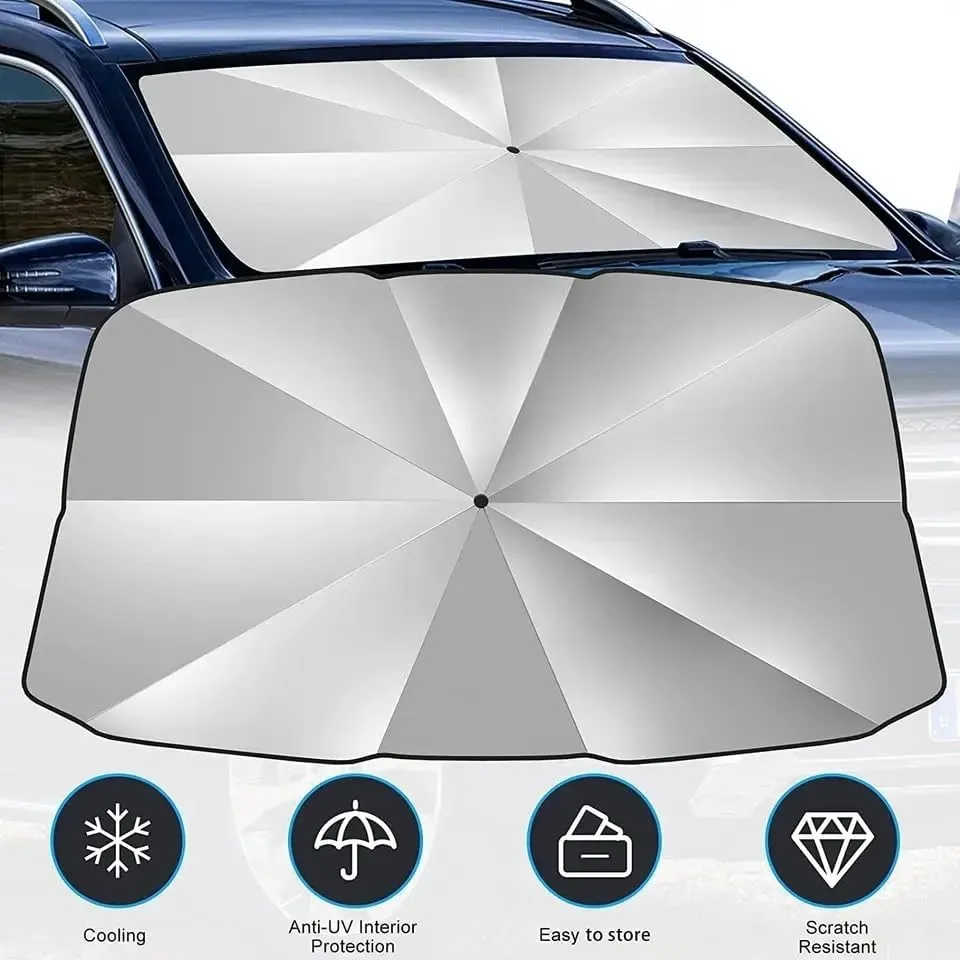 Lumision Car Windshield Umbrella Sun Shade | Reflector Umbrella Sunshade Offers Ultimate Protection for Car Interior | Cool Car Reflective Sun Blocker 80 X 140CM