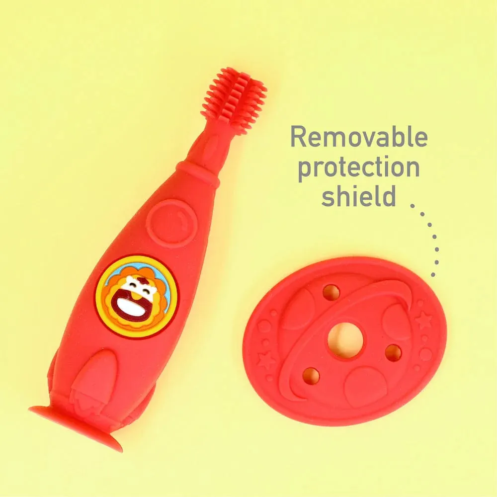 Marcus & Marcus Silicone Self Training Toothbrush - Marcus The Lion - Red