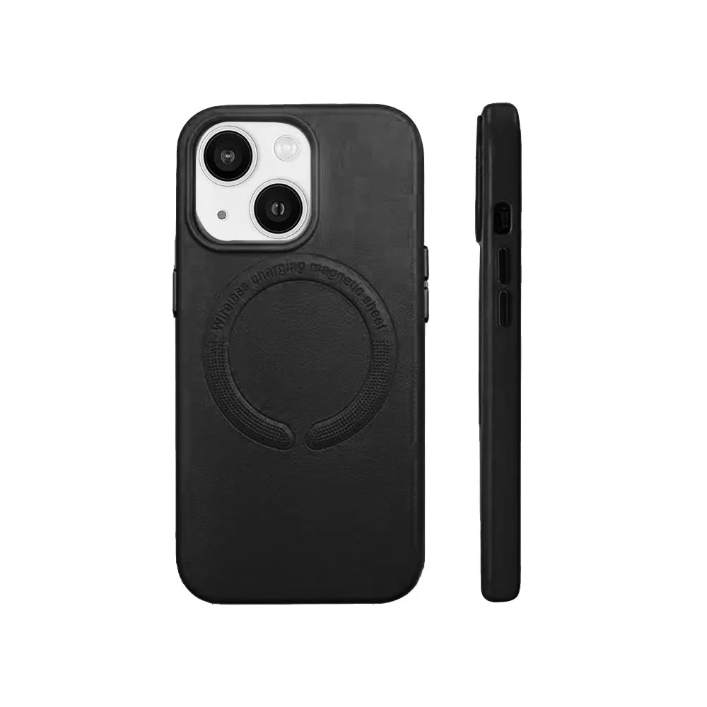 Modern Black Leather Case for iPhone