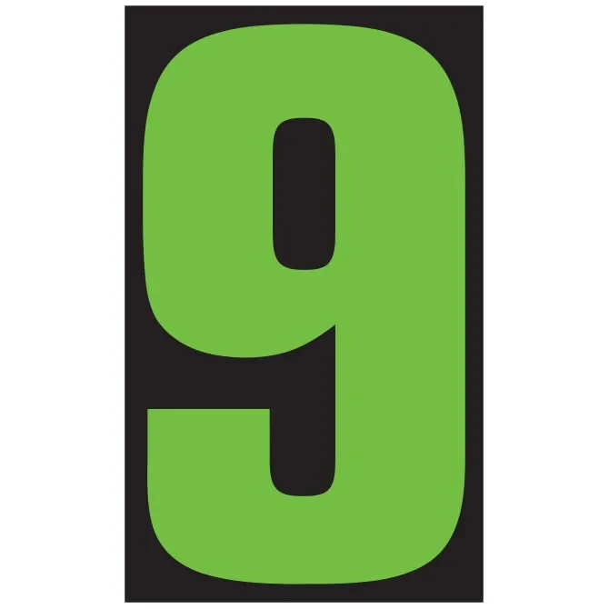 Number Window Stickers - Fluorescent Green & Black Car Dealer Number Stickers - Durable, Weatherproof Vinyl with Easy On/Off Adhesive - Back Slit for Seamless Installation - 9-1/2"