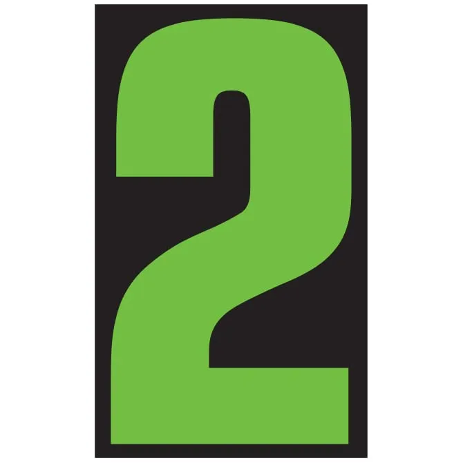 Number Window Stickers - Fluorescent Green & Black Car Dealer Number Stickers - Durable, Weatherproof Vinyl with Easy On/Off Adhesive - Back Slit for Seamless Installation - 9-1/2"