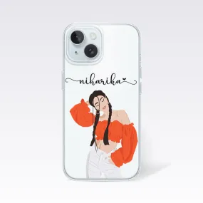 Orange Modern Girl Clear Silicon Cover