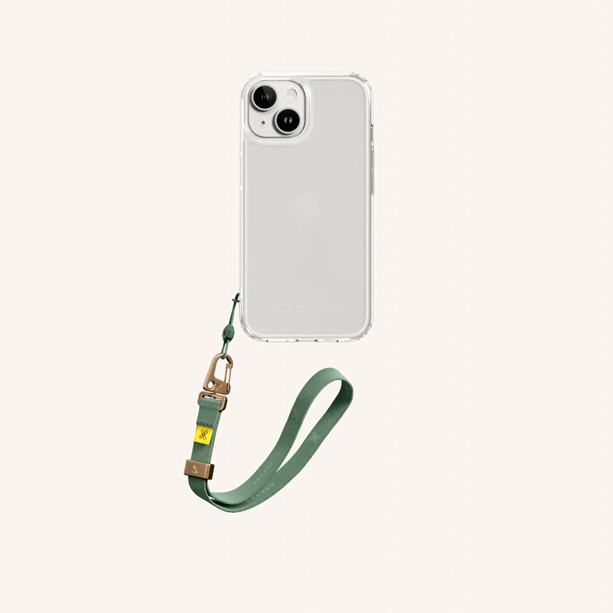 Phone Case with Wrist Strap in Clear   Sage