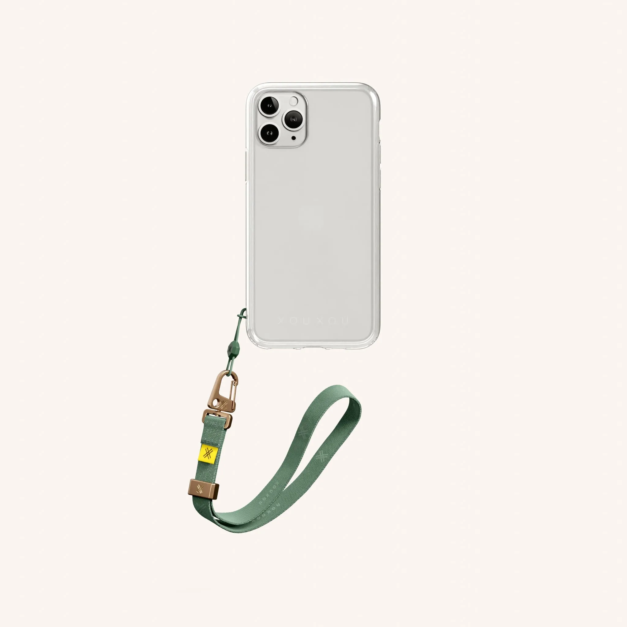 Phone Case with Wrist Strap in Clear   Sage