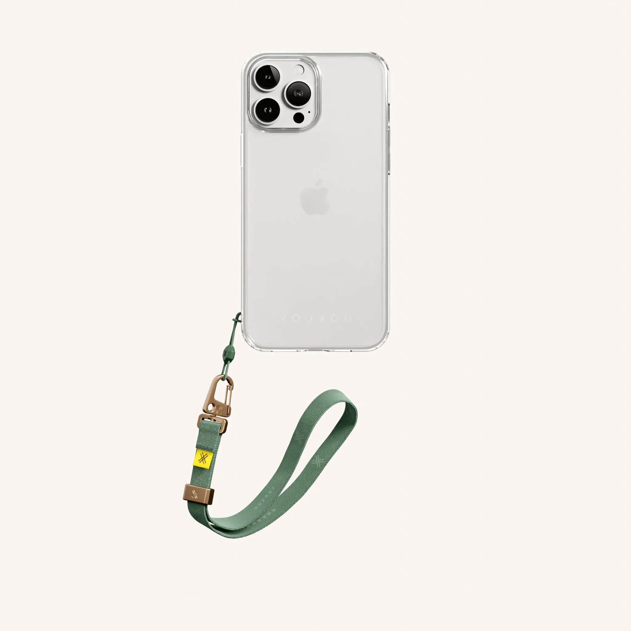 Phone Case with Wrist Strap in Clear   Sage