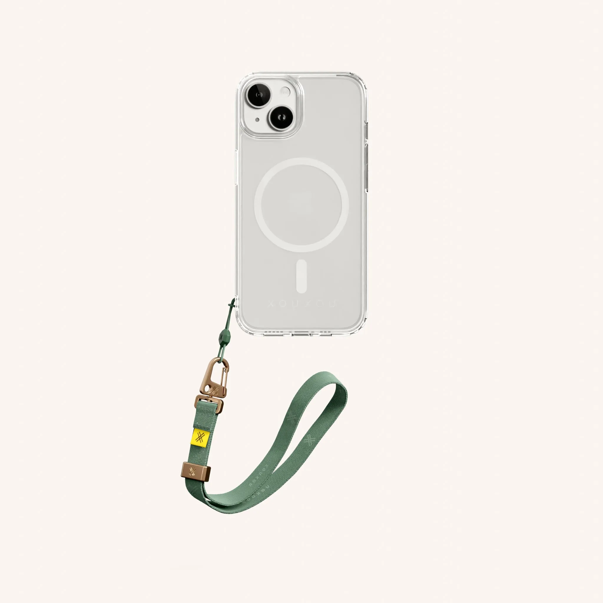 Phone Case with Wrist Strap in Clear   Sage