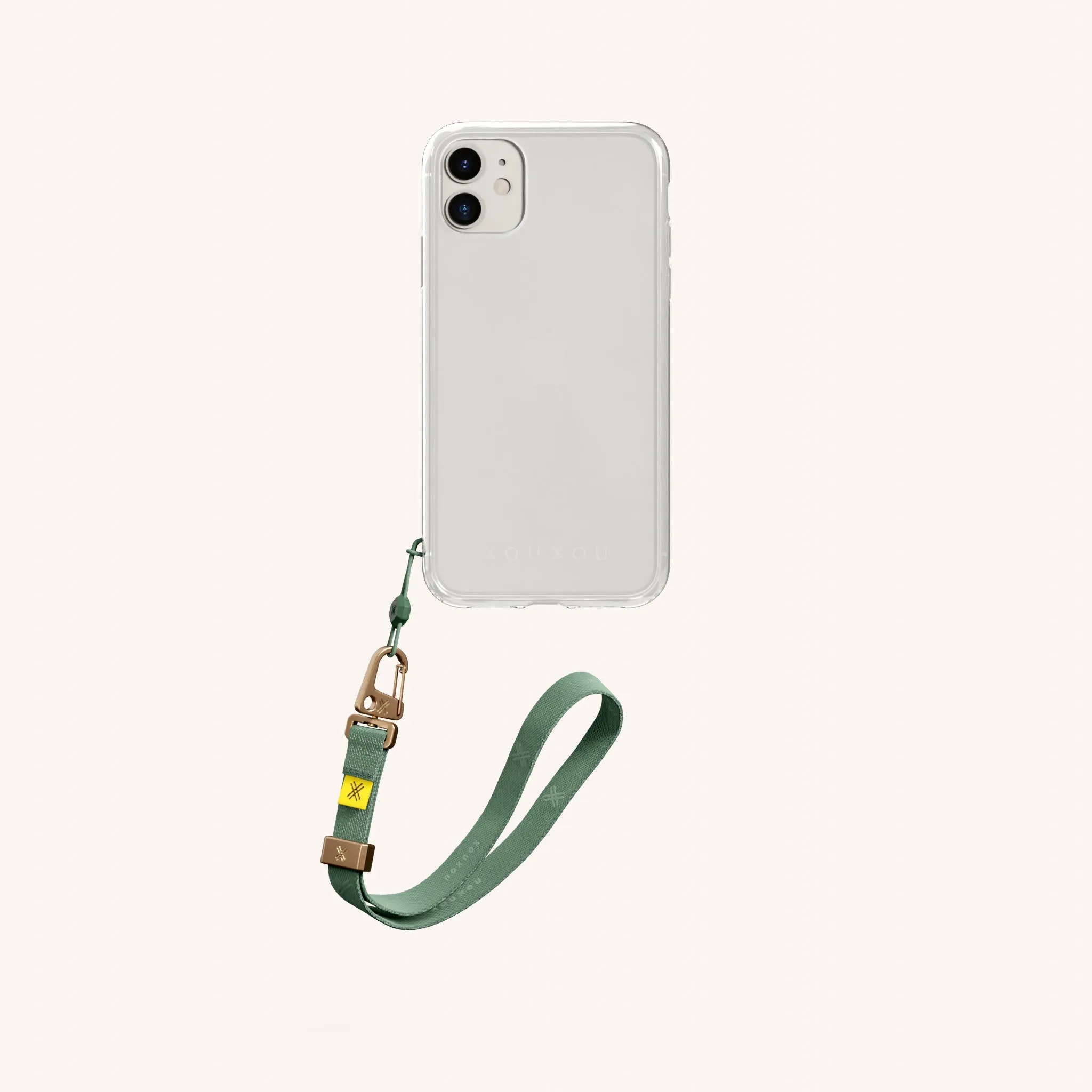 Phone Case with Wrist Strap in Clear   Sage