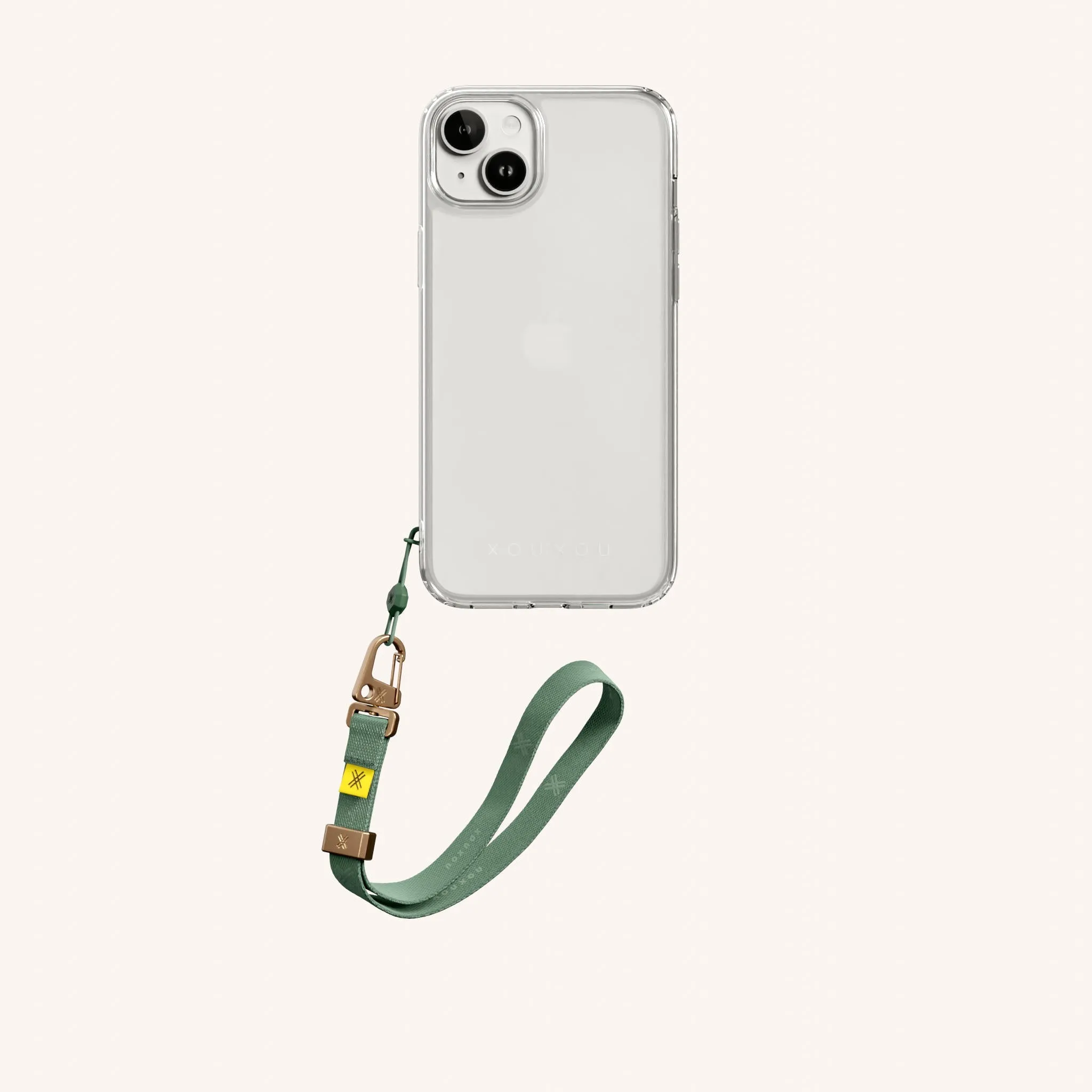 Phone Case with Wrist Strap in Clear   Sage