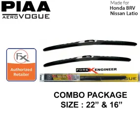 PIAA Aero Vogue Silicon Wiper ( Combo 16” & 22” ) for Honda BRV - Nissan Latio ( Barcode : 4960311017981 4960311018049 )