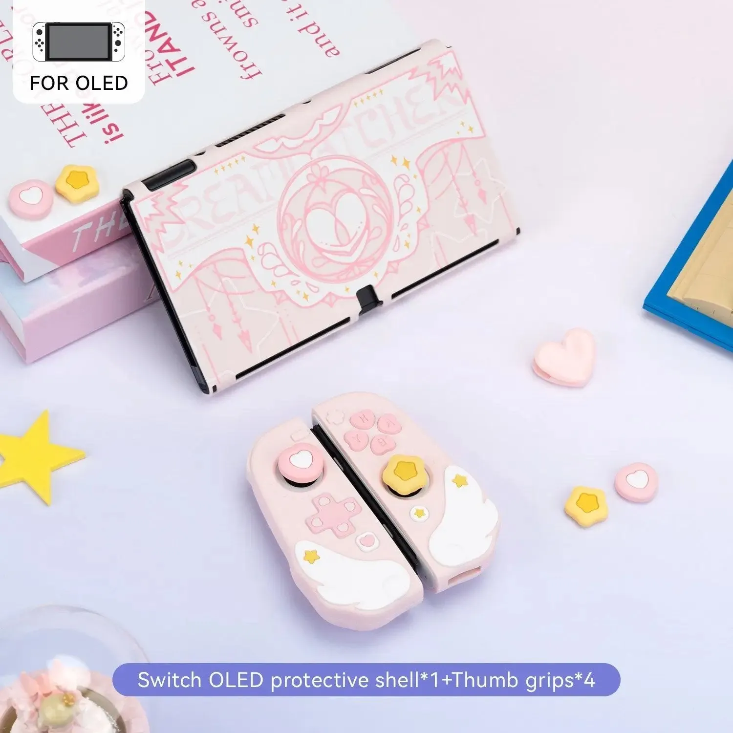 Pink Star Wings Case and Accessories for Nintendo Switch / OLED