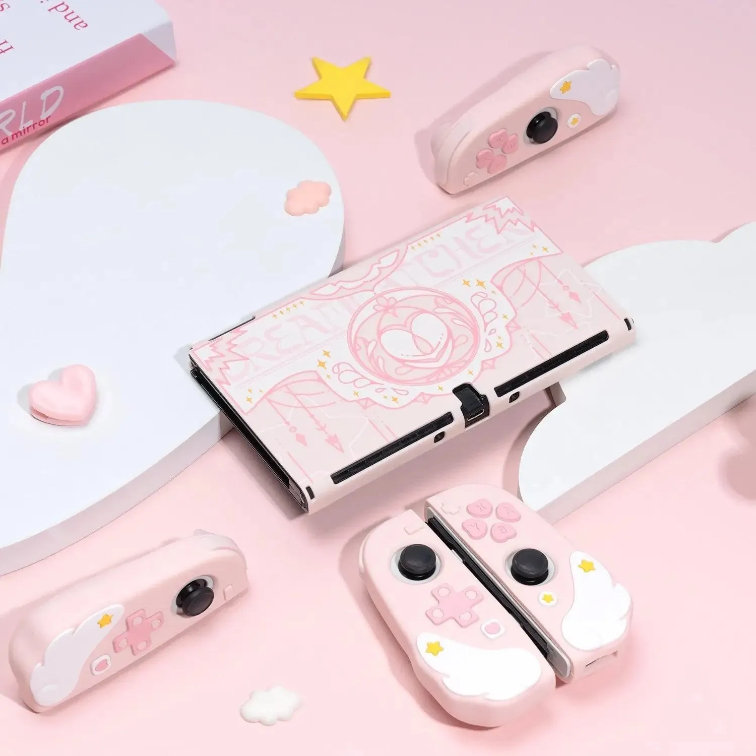 Pink Star Wings Case and Accessories for Nintendo Switch / OLED