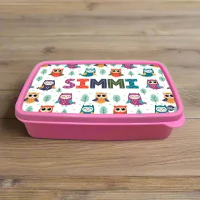 Plastic Customizable Snack Box for Girls Returns Gift Birthday - Owl & Tree