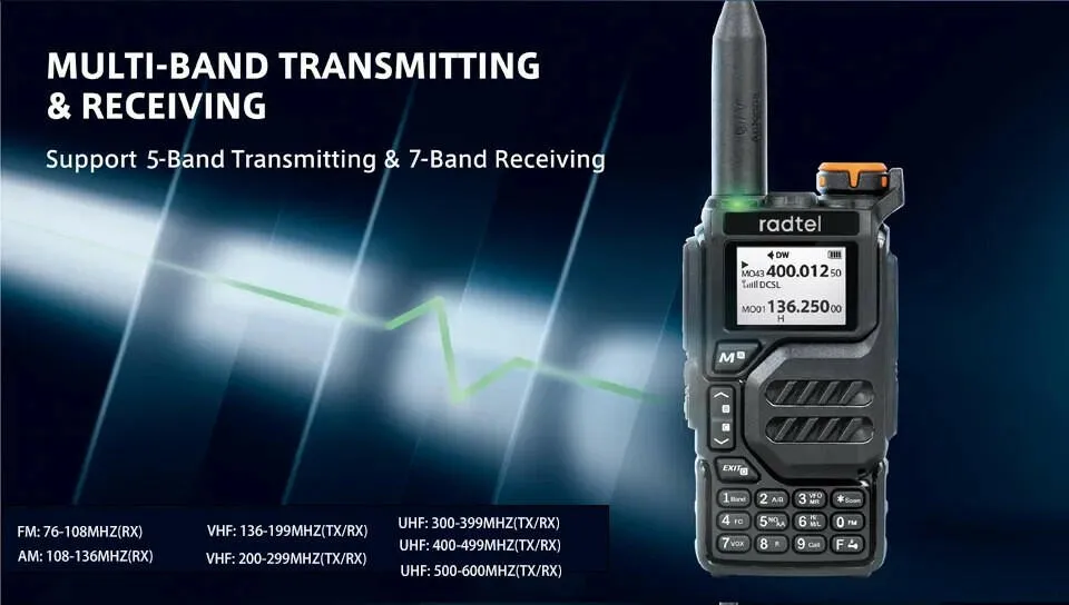 Radtel RT-590 Air Band Walkie Talkie Amateur Ham Two Way Radio Station UHF VHF 200CH Full Band HT with NOAA Channel AM Satcom