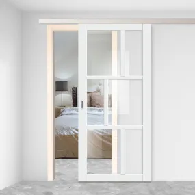 Single Sliding Door & Premium Wall Track - Eco-Urban® Milan 6 Pane Door DD6422G Clear Glass - 6 Colour Options