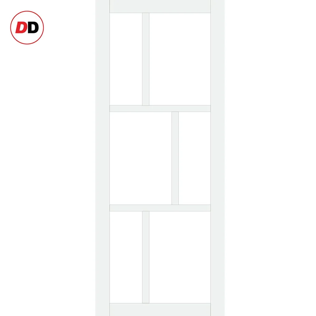 Single Sliding Door & Premium Wall Track - Eco-Urban® Milan 6 Pane Door DD6422G Clear Glass - 6 Colour Options