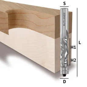 Solid Carbide Router Bit - Spiral Compression 2 Flute with 2 Bearings