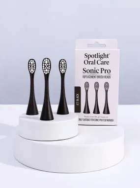 Sonic Pro Toothbrush Replacement Heads - Pure Black