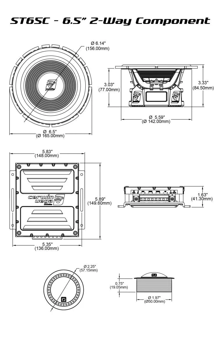 Stroker Pro 6.5" Stroker Series 2-Way Component Speaker Set - ST65C