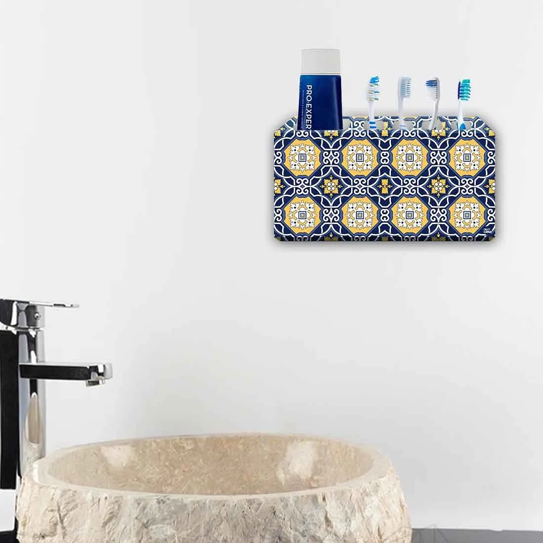 Toothbrush Holder Wall Mounted -Floral Spanish Pattern