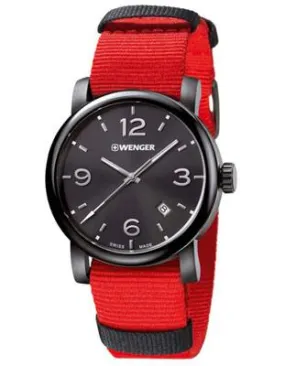 Wenger Mens Urban Metropolitan - Black PVD - Two NATO Strap Set&#44; Red & Black