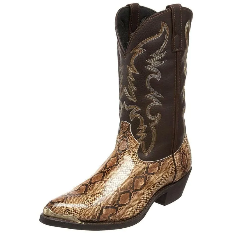 Western Cowboy Boots with Snake Pattern and Iron Toe Cap