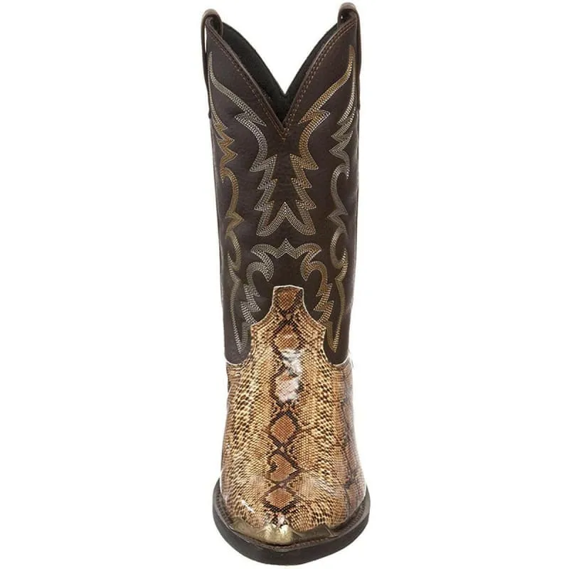 Western Cowboy Boots with Snake Pattern and Iron Toe Cap