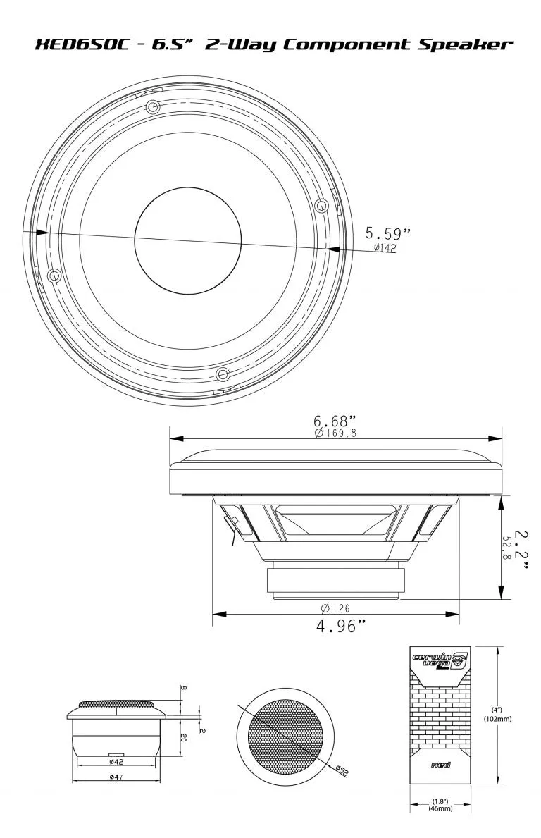 XED Series 6.5" 2-Way Component Speaker Set - XED650C